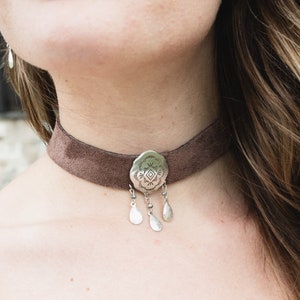 Boho Statement Necklace, Leather Collar for Women-Western Leather Choker-Bohemian Collar Necklace-Boho Leather Collar-Rodeo Jewelry