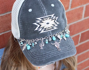 Cowgirl Hat Chain: Western Charms, Turquoise & Silver Bling