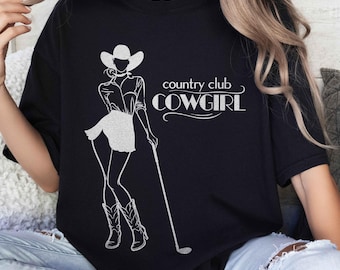 Country Club Cowgirl Shirt • Western Golf Graphic Tee • Boutique Ranch Style Comfort Colors® Tee