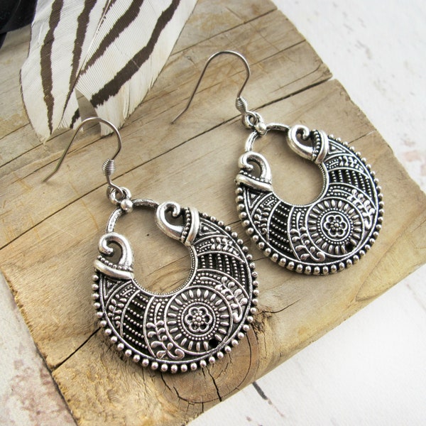 Boho Ohrringe für Frauen-Boho Silber Ohrringe-Geschenk für Frauen-Boho Silber Creolen-Boho Chic Ohrringe-