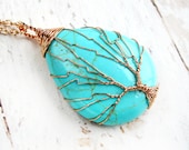 Wire Wrapped Jewelry-Turquoise Pendant-Wire Wrapped Tree of Life Pendant-Gift for Mom-Tree of Life Necklace-Turquoise Pendant Necklace