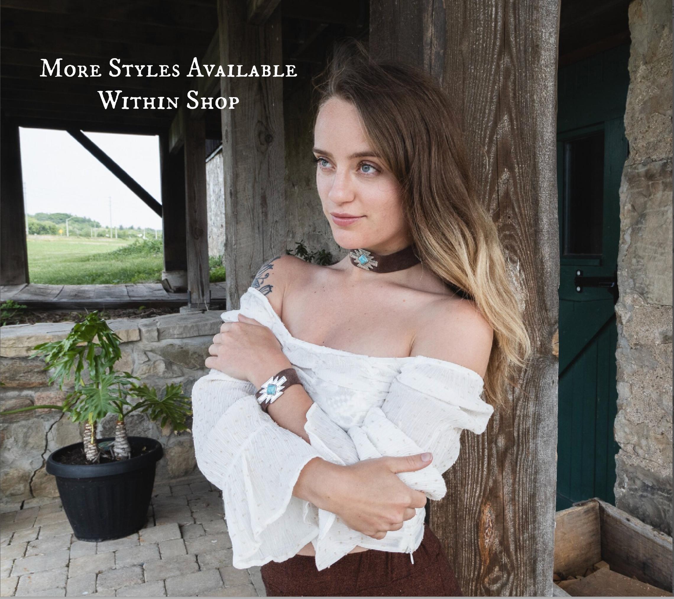 Orecchini Western A Goccia Per Donna, Turchese E Marrone, In Lega, Per Concerto Country E Feste - 2