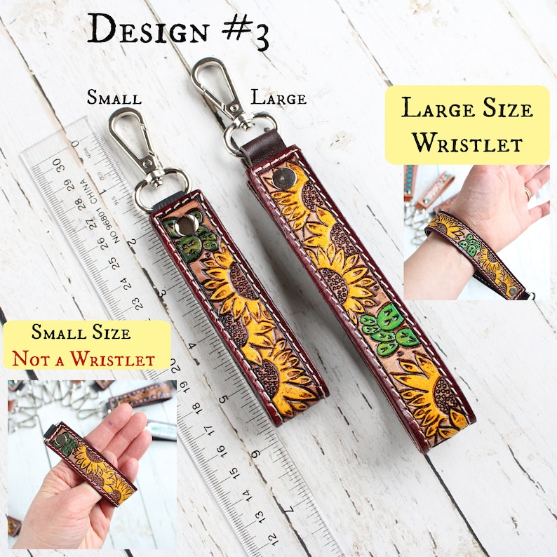 Tooled Leather Key Clip-Western Leather Keychain Wristlet-Personalized Key Fob-Cowgirl Car Key Wristlet-Western Key Strap-Wrist Keychain image 5