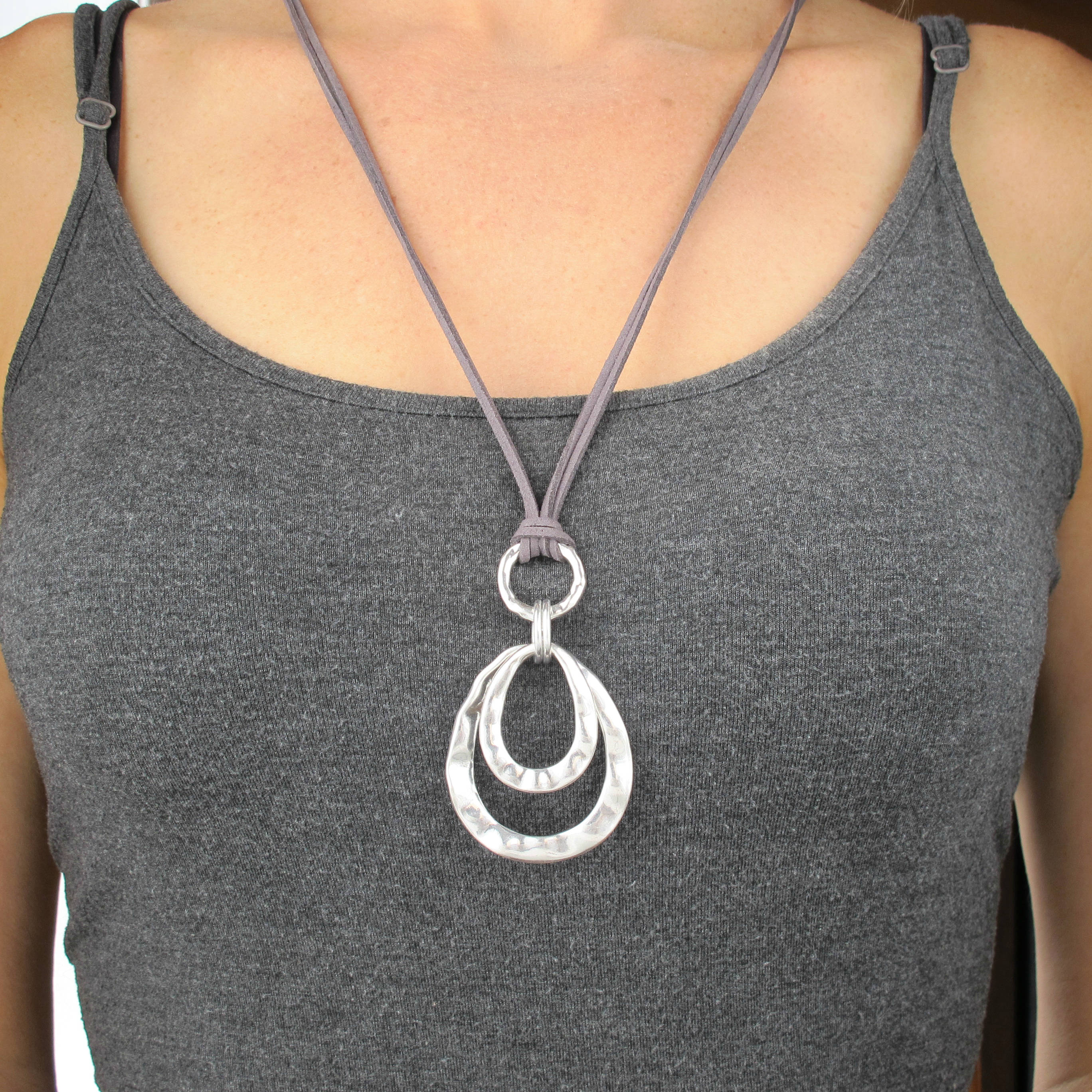 Long Necklace With Silver Rings Pendantboho Necklace for Etsy