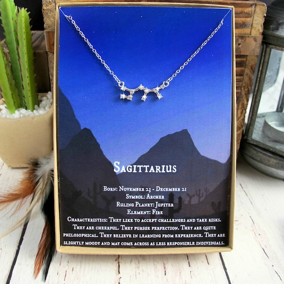 Sagittarius Constellation Necklace-Delicate Sterling Silver Sagittarius Rhinestone Necklace-Zodiac Sign Necklace-Stocking Stuffer