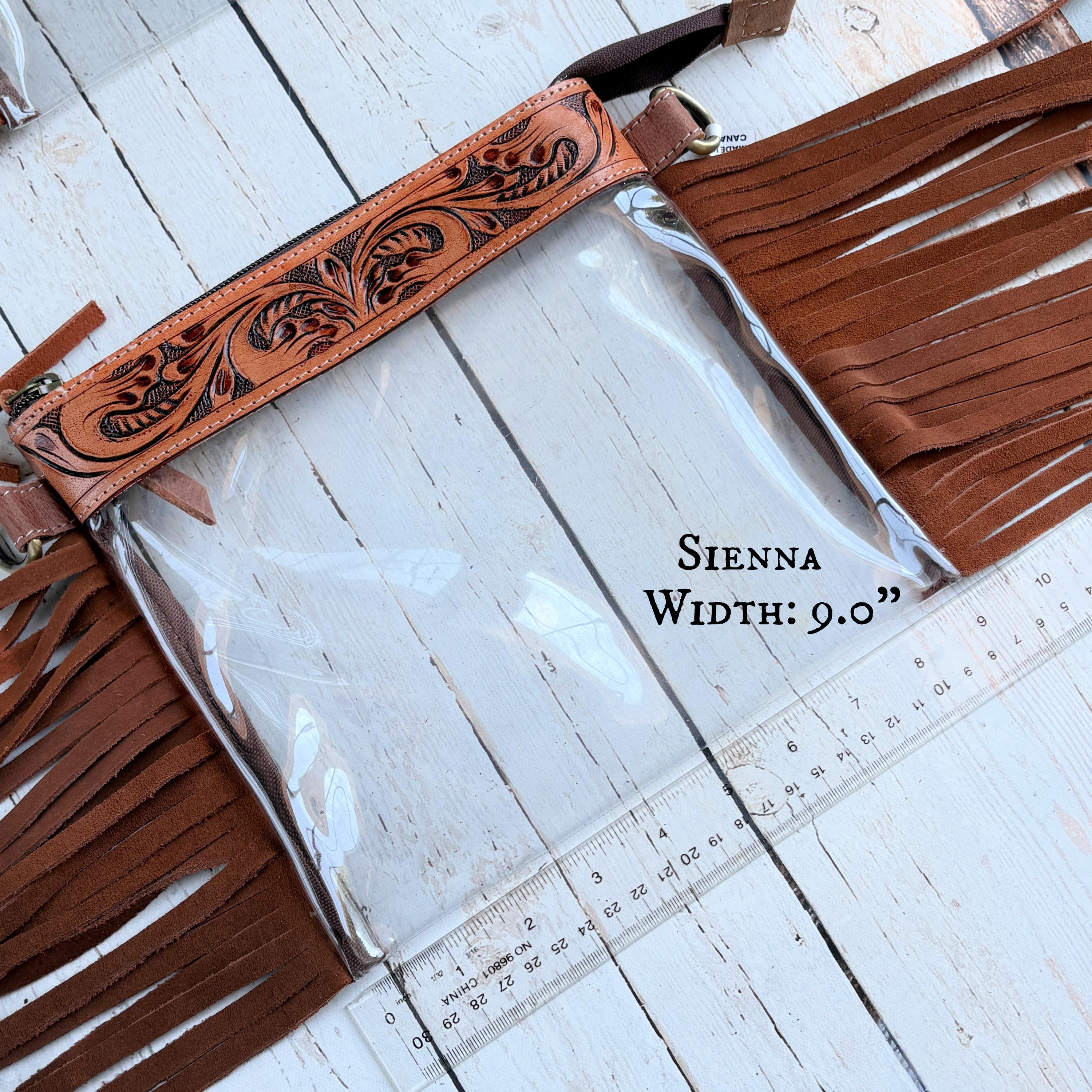 Tooled Leather Fringe Clear Stadium Bag: Western Concert Crossbody