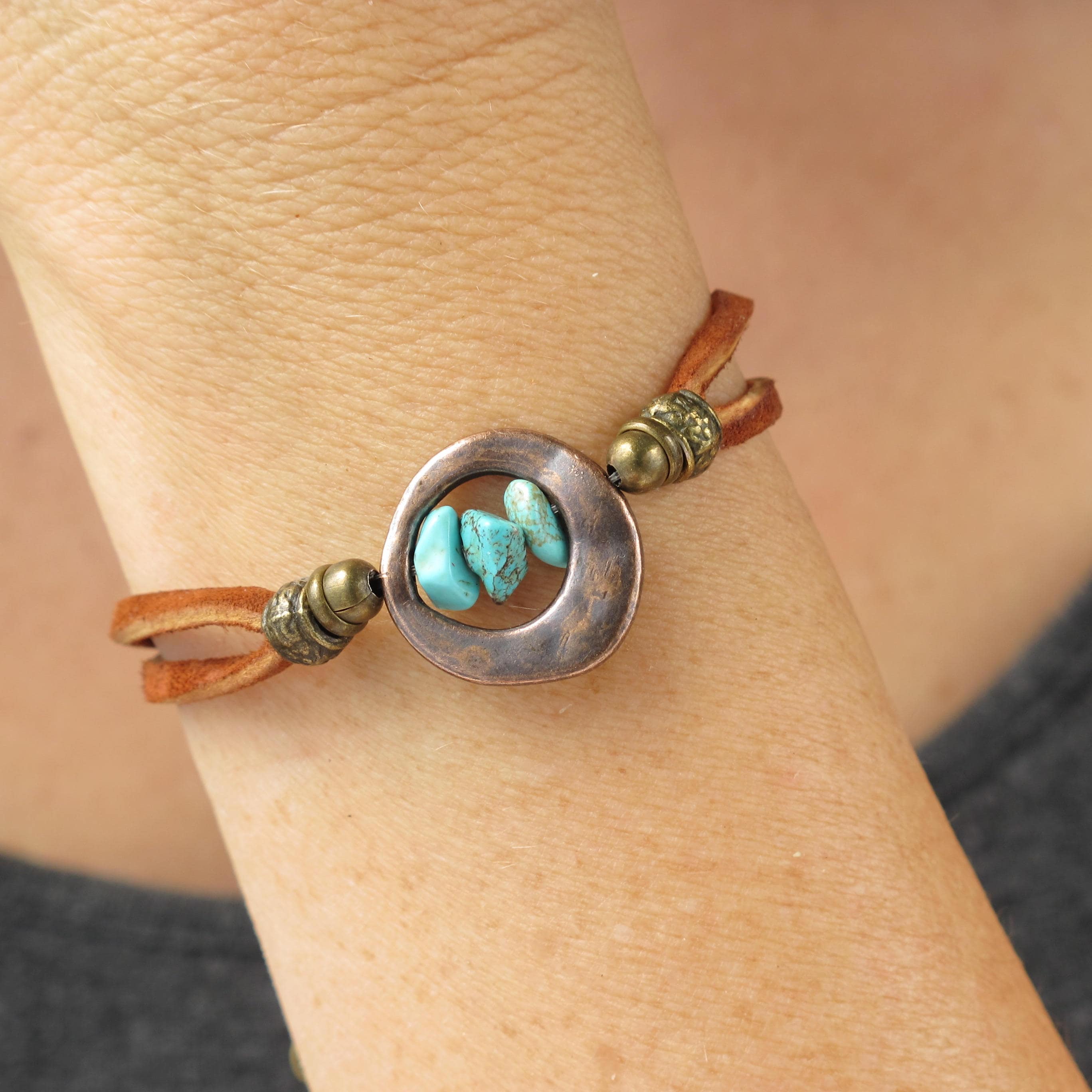 Trendy Western Turchese Perline Bracciale Pila per le Donne