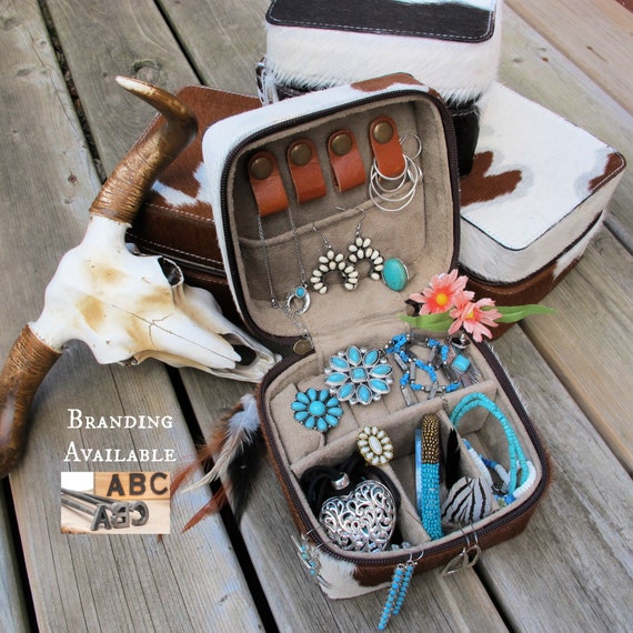 Cowhide Leather Jewelry Box leather Travel Jewelry Case genuine Leather Jewelry Holder western Gifts for Her cute Jewelry Storage Box Etsy UK