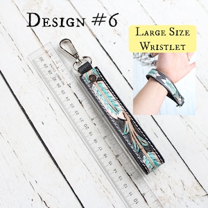 Tooled Leather Key Clip-Western Leather Keychain Wristlet-Personalized Key Fob-Cowgirl Car Key Wristlet-Western Key Strap-Wrist Keychain image 8