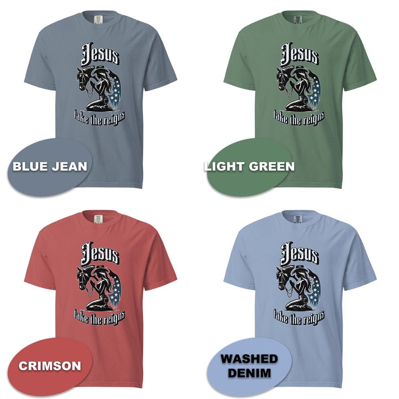 Jesus Take the Reins Shirt, Christian Cowgirl Tee, Comfort Colors® Faith Western Shirt image 7