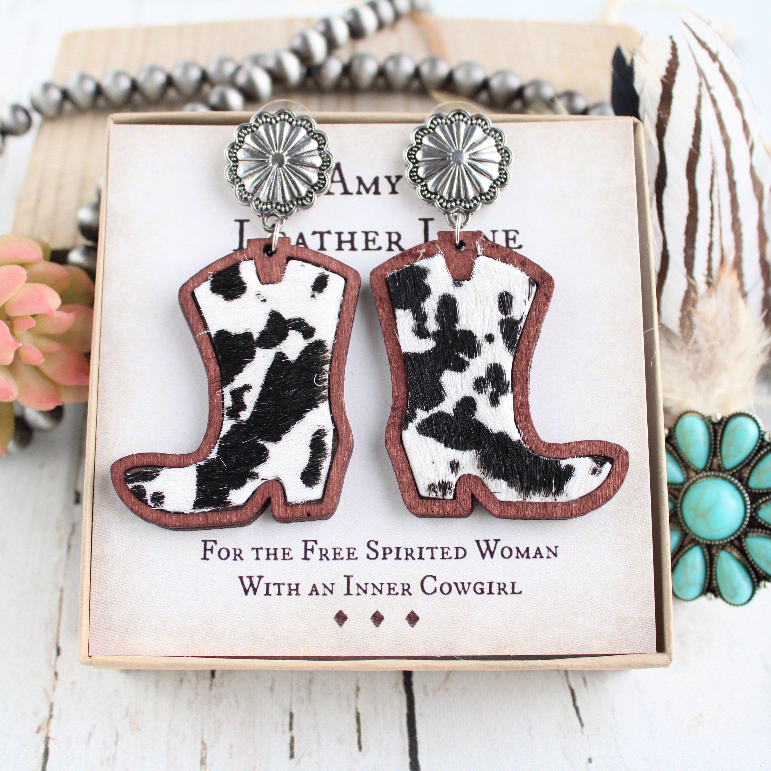 Cowgirl Hats Women Rhinestone Cowgirl Hat & Boot Earrings Set - Western Party Outfit Cowboy Hat