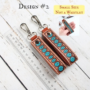 Tooled Leather Key Clip-Western Leather Keychain Wristlet-Personalized Key Fob-Cowgirl Car Key Wristlet-Western Key Strap-Wrist Keychain image 4