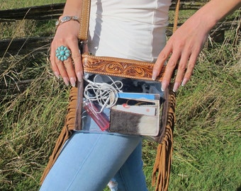 THE SANTA FE-Western Clear Stadium Purse-Crossbody Clear Bag-Clear Concert Bag Purse-Clear Football Stadium Bag-Clear Western Rodeo Purse