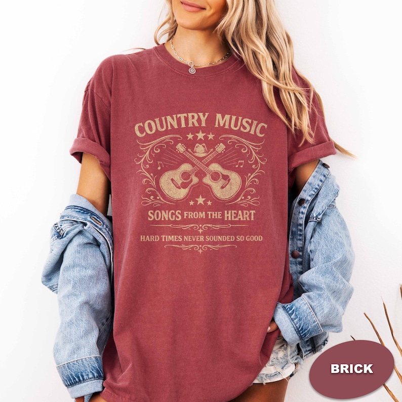 Country Music Shirt • Vintage Western Tee Comfort Colors® 1717 • Country Concert Gift Brick Tee