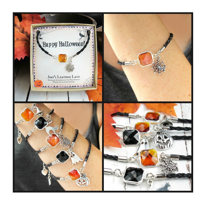 Halloween Jewelry-Halloween Charm Bracelet-Halloween Accessories-Black Cat Bracelet-Ghost Bracelet-Halloween Bracelets for Women-Witch Hat image 7