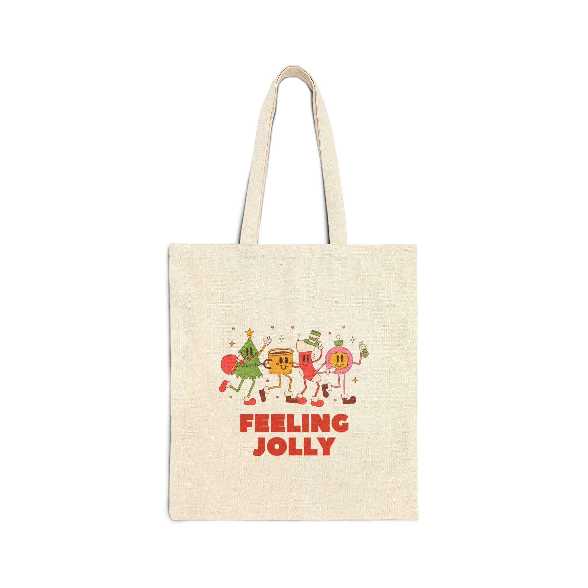 40 Retro Tote Bags: The Ultimate Fashion Accessory 35 Feeling Jolly Retro Christmas Cotton Canvas Tote Bag