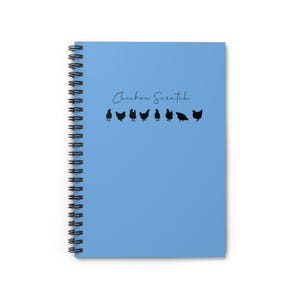 Blue Chicken Scratch Spiral Notebook - Perfect for Chicken Lovers, Farmhouse Decor, Journaling, Gift for Gardeners, Cute Stationery