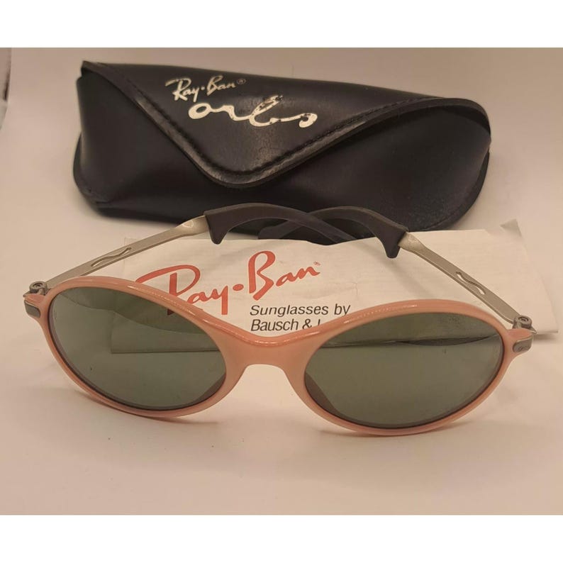 Vintage Pink Ray-Ban Orbs Sunglasses 80's Oval Bausch & Lomb Flash Mirror Lenses image 16