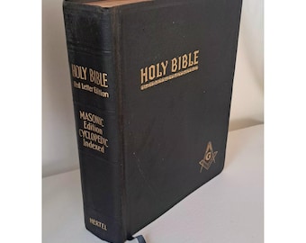 Hertel Holy Bible Red Letter Masonic Edition Cyclopedic Indexed Freemason 1955