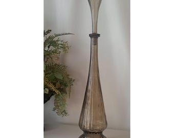 Vintage 26" Empoli Smokey Charcoal Rocket Genie Bottle W Stopper