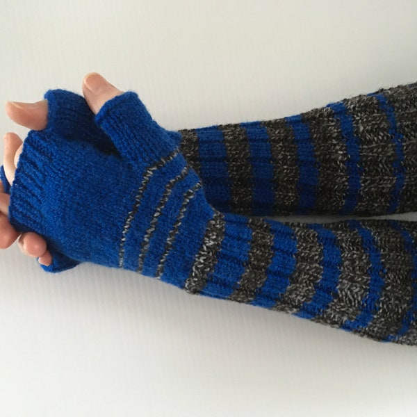 Long cuff fingerless mitts. Pure sheep's wool.  Minnesota wool. Hand spun. Hand knit