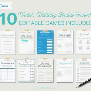 10 Winter Wedding Bridal Shower Games, Printable Bridal Shower Games, Wedding Shower Games, Editable Bridal Party Games, Bride or Groom Game