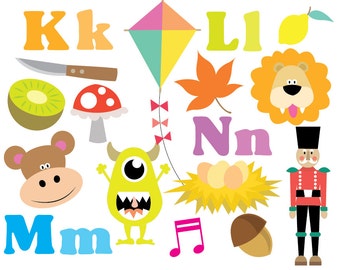 Alphabet Clipart - KLMN- Clipart & Vector Set - Instant Download - Personal and Commercial Use