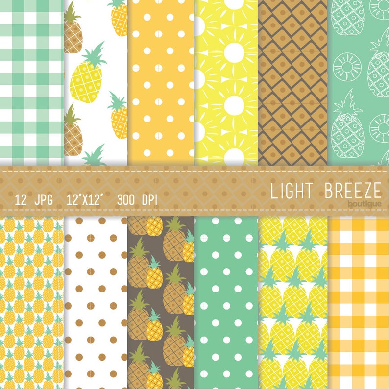 Pineapple Digital Paper Set Instant Download Personal and Commercial Use image 1