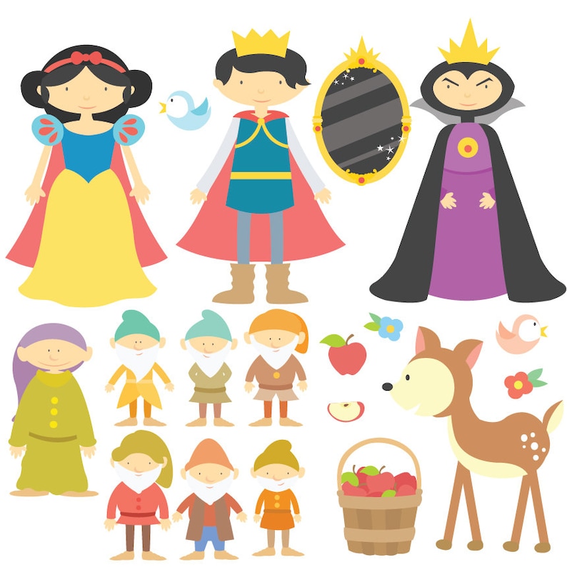 Snow White Clipart & Vector Set Instant Download | Etsy