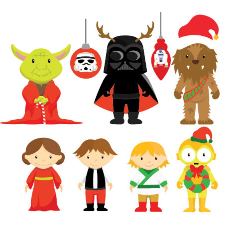 Download Star Wars Christmas Clipart & Vector Set Instant | Etsy