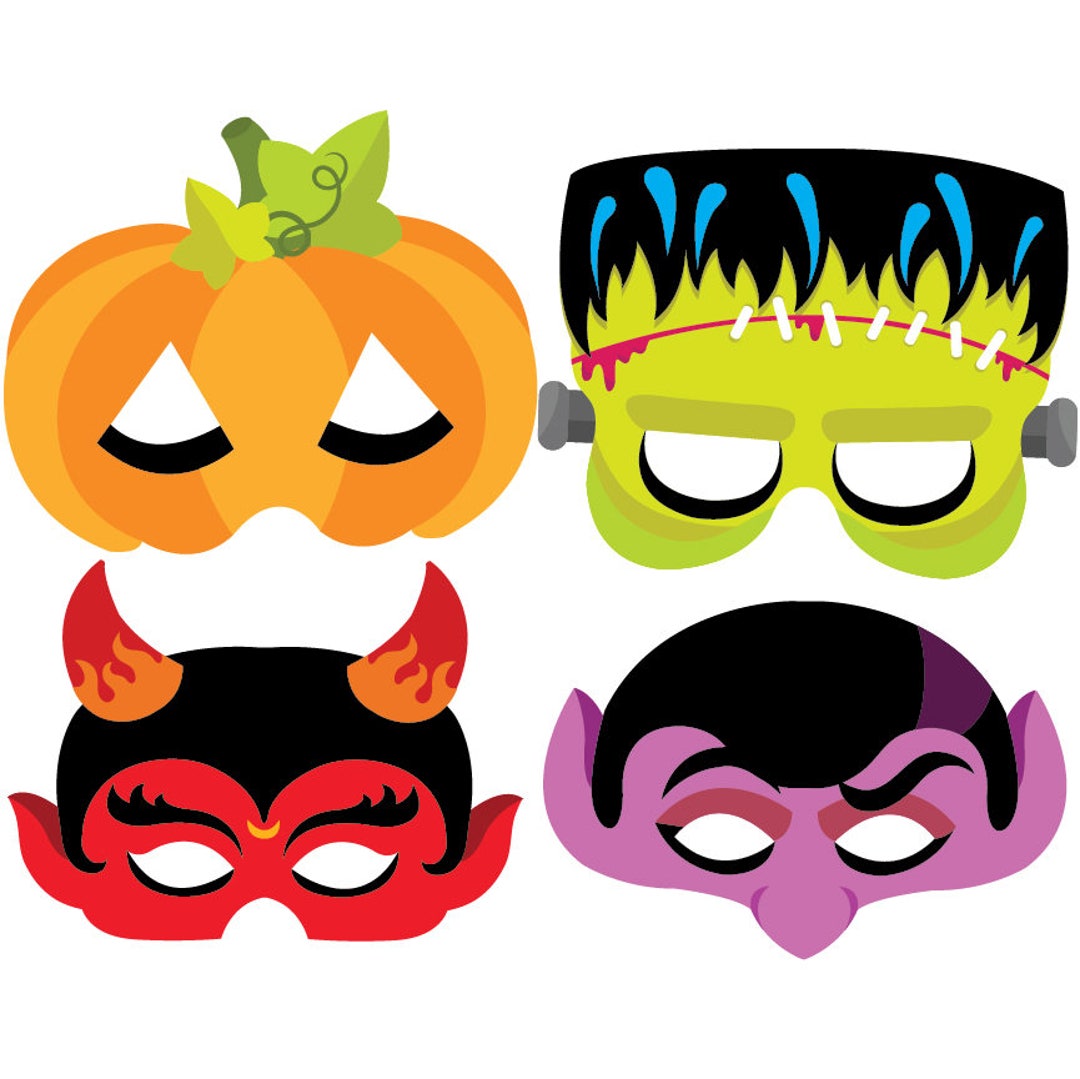 Halloween Mask Clipart & Vector Set Instant Download Personal and