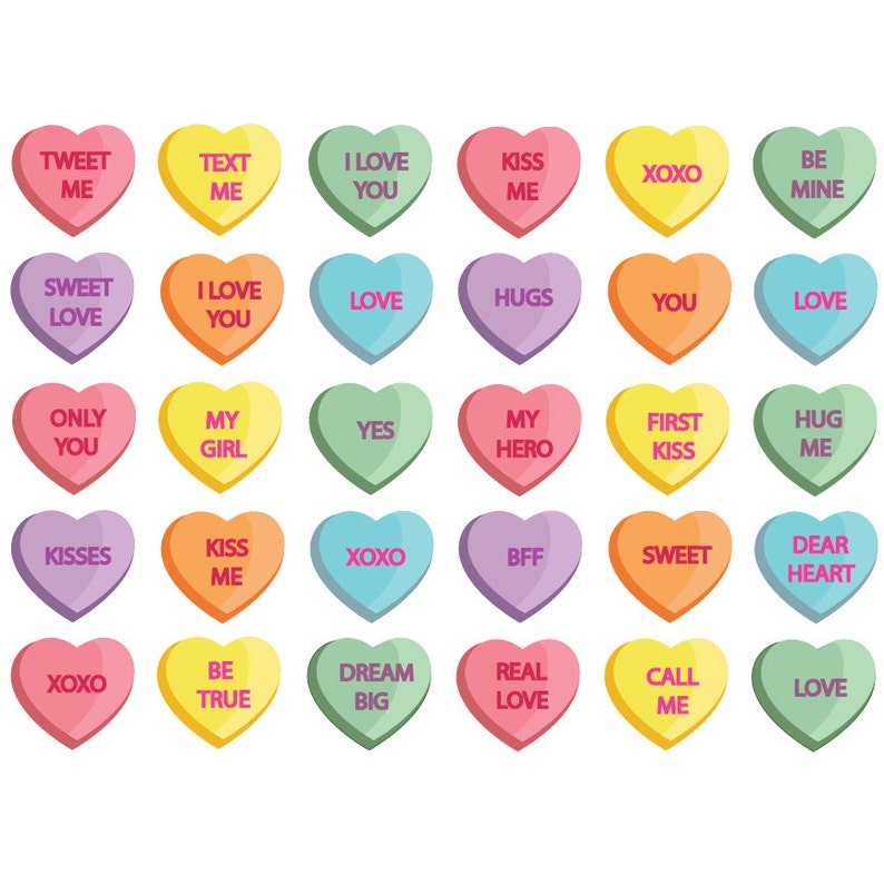 Valentines Heart Candy Clipart &amp; Vector Set Instant - Etsy
