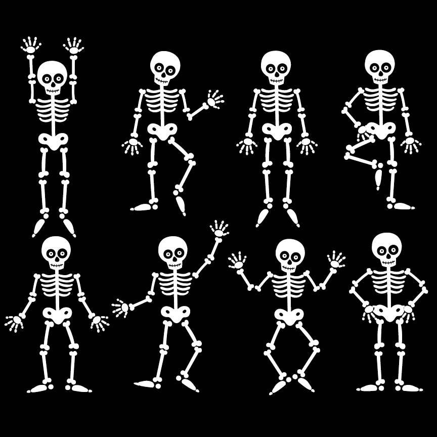 Halloween Skeleton Digital Clipart & Vector Set Instant | Etsy