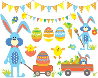 Easter - Bunny - Clipart & Vector Set - Instant Download - Personal and Commercial Use