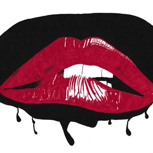 Rocky Horror Picture Show Red Lip Illustration Gothic Fine Art Print Home Decor