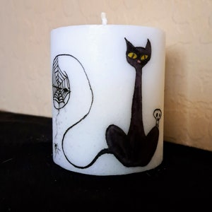 Spooky-Cat-Skull-Spider Art Gothic Candle Home Decor Gift