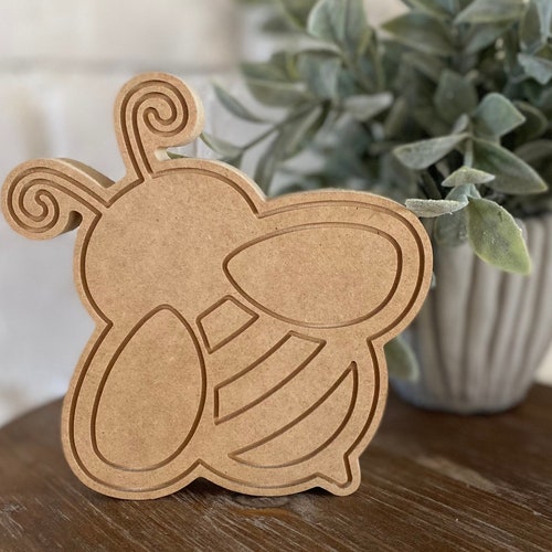 Wooden Bee Cutout Unfinished Wooden Bee DIY Wood Cutouts Etsy