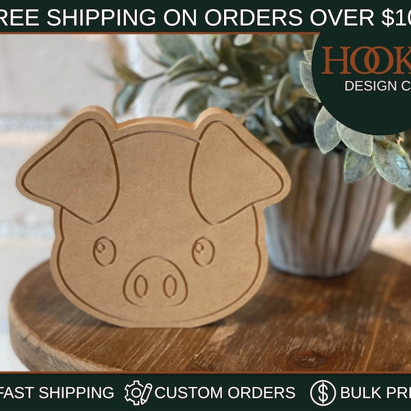 Unfinished Wood Pig Cutout, Farm Animal Cut outs, Farm crafts, Wooden Blank Cutouts, Pig Craft, Kids Craft, Wholesale Wood Cutouts