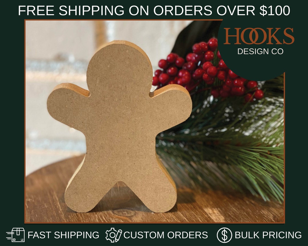 Wooden Gingerbread Man Unfinished Blanks, Unfinished Wooden Crafts