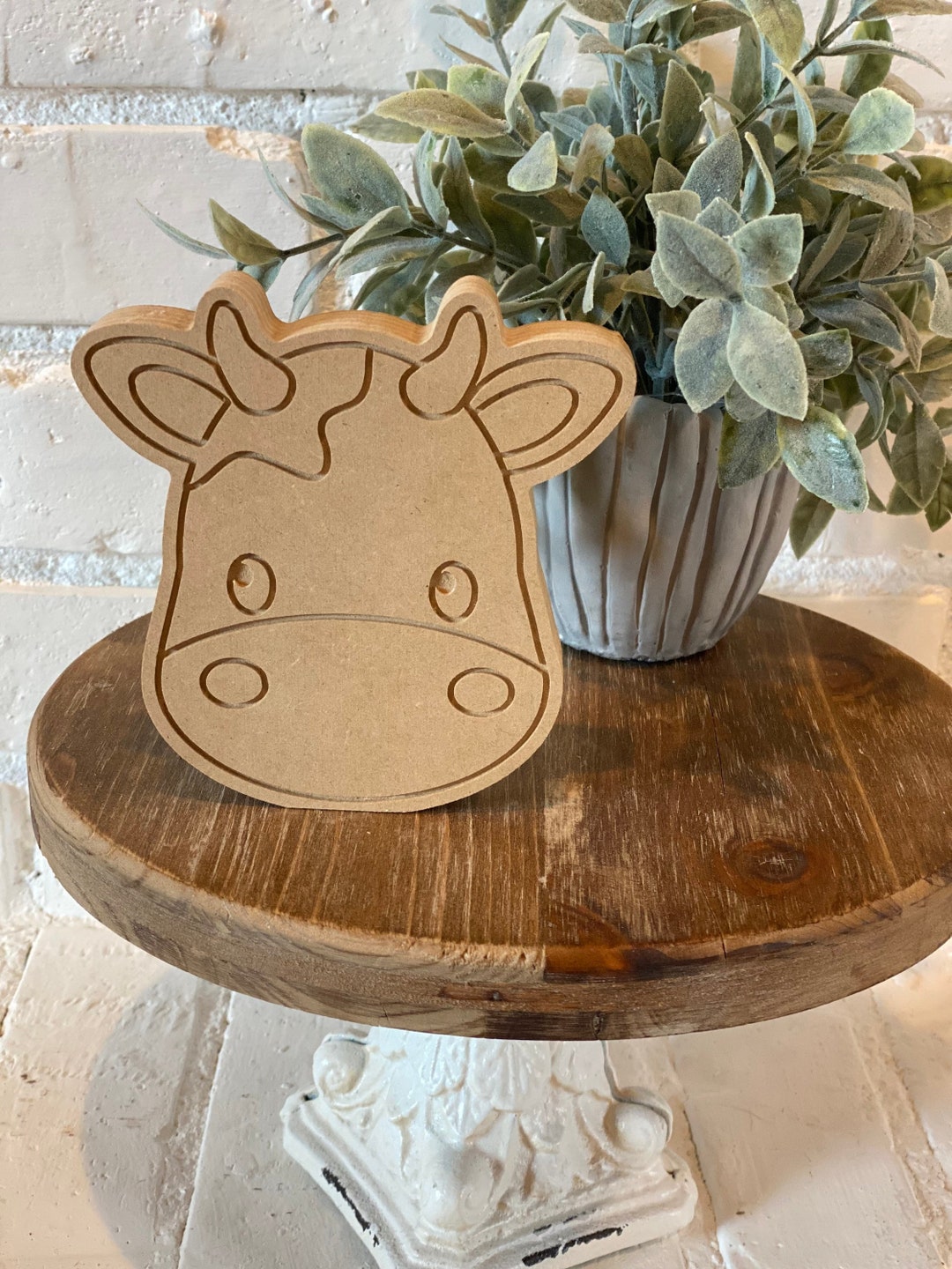 Unfinished Cow Head Wooden Cutout Cow Block Painting Cow Etsy