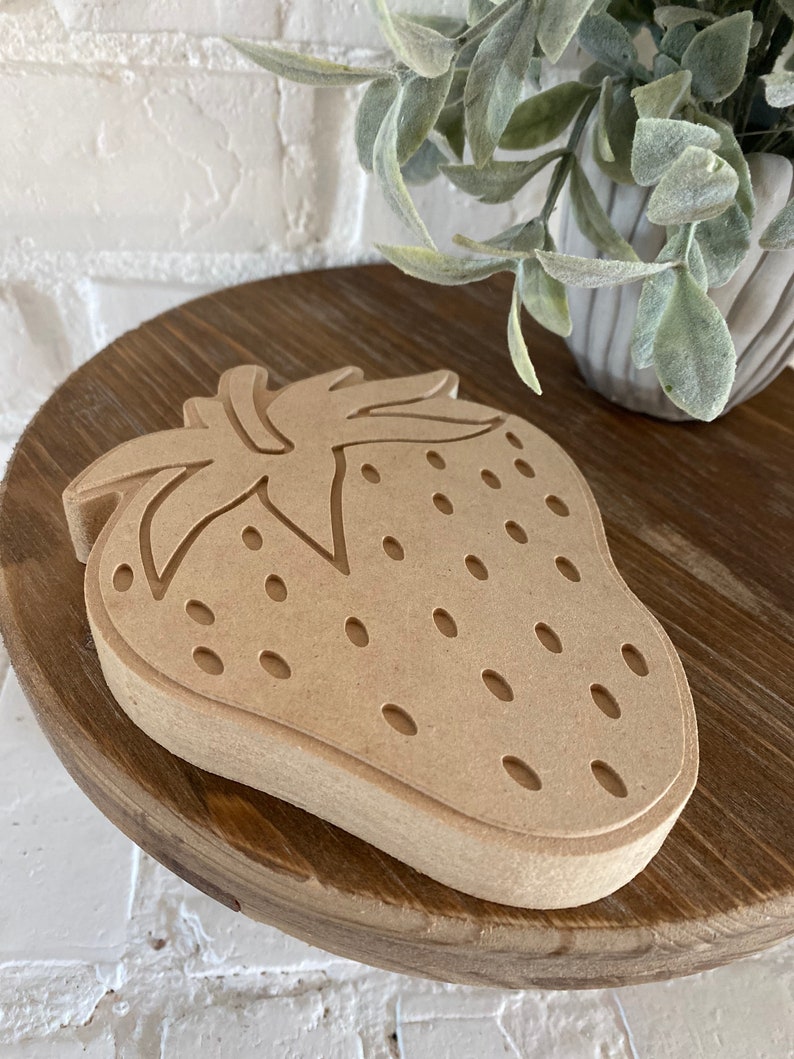 30 Pack 4 Inch Wood Strawberry Cutouts - Unfinished Wood Crafts For DIY Painting & Decorating