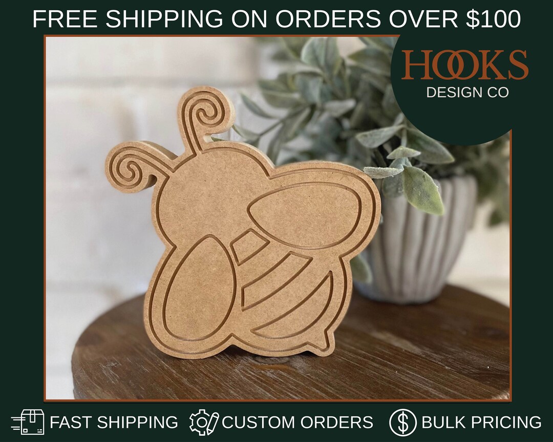 Wooden Bee Cutout, Unfinished Wooden Bee, DIY Wood Cutouts, DIY Paint