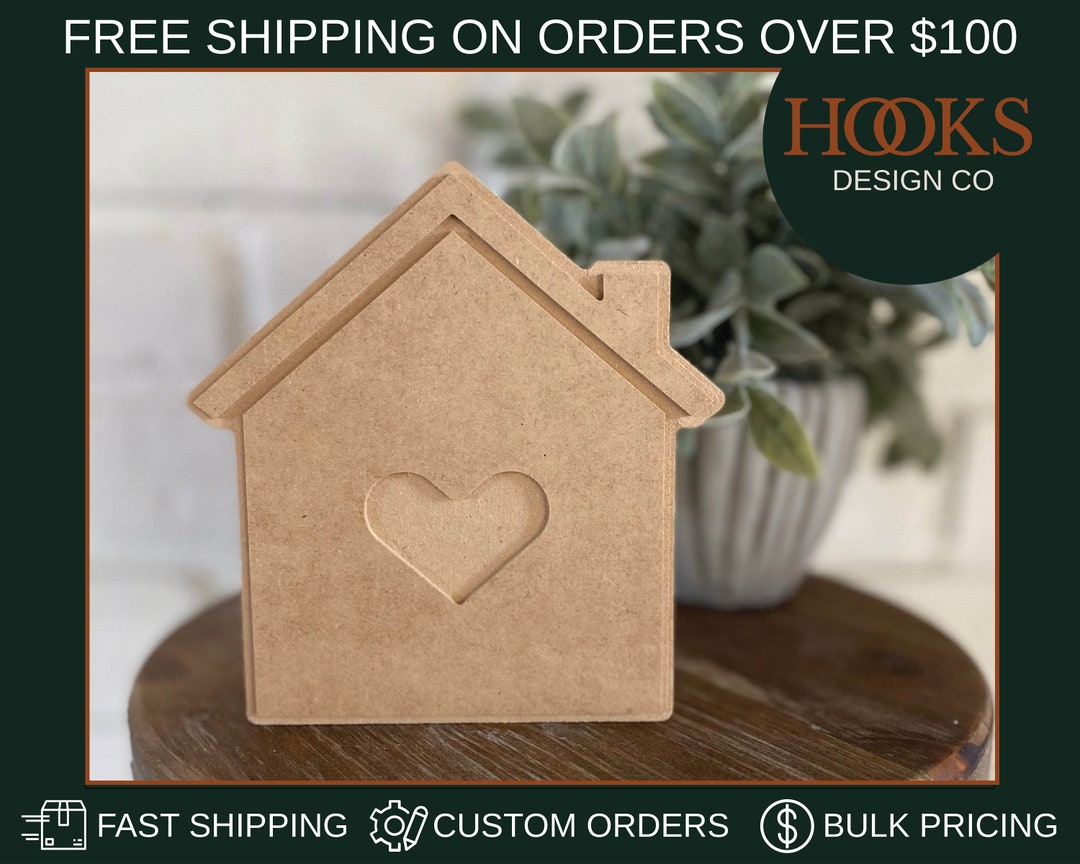Wooden House Cutout, Unfinished Wood Cutouts, Wholesale Wood Crafts