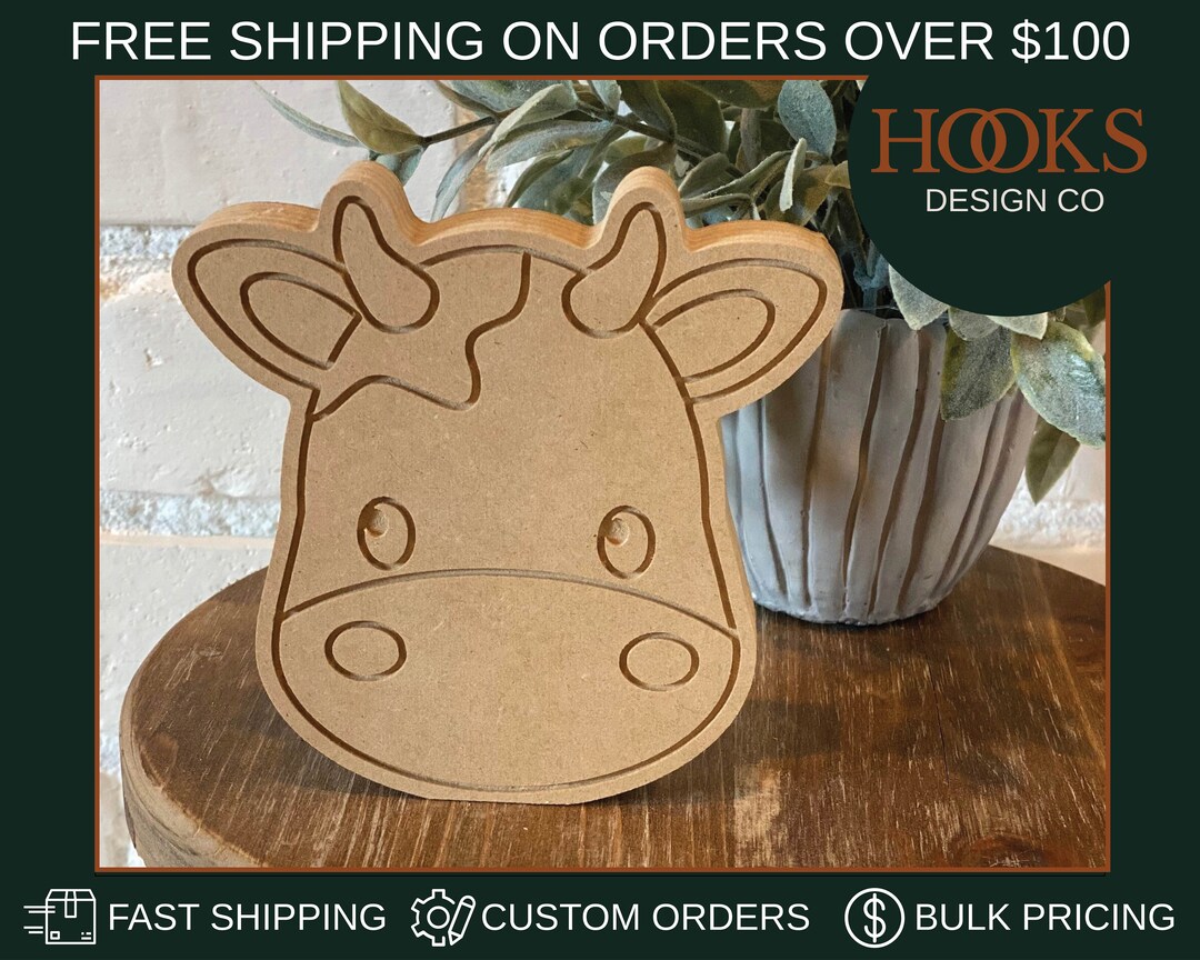 Unfinished Cow Head Wooden Cutout Cow Block Painting Cow Etsy