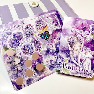 Carte pliante du défi de l'épargne « Lilac Love » A6 IMPRIMÉE - Méthode de l'enveloppe / Budgétisation