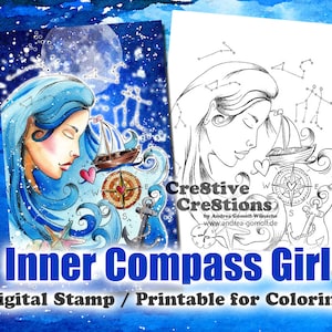 Inner Compass Girl - Digital Stamp / Printable Coloring Page
