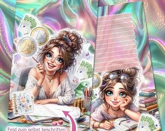Trennblatt / Dashboard "Budgetgirl 1" NEUTRAL zum selbst beschriften - GEDRUCKT - Umschlagmethode / Budgetieren