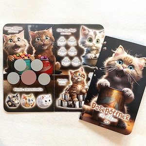 Savings Challenge Folding Card « Can Opener - Cat Edition » IMPRIMÉ - Méthode enveloppe / Budgétisation