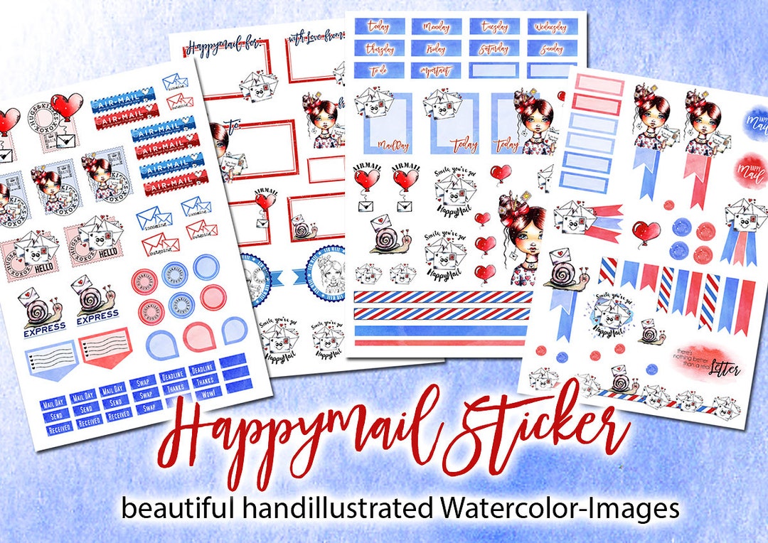 Happymail &amp; Penpal Stickers Printable Planner and Snailmail - Etsy