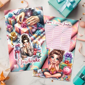 Trennblatt / Dashboard Spartopf "Geschenke" A6 GEDRUCKT - Umschlagmethode / Budgetieren